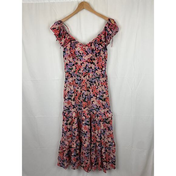 Banjanan Women's Twiggy Floral Monach Pink Tiered Maxi Dress Size S - Picture 1 of 10